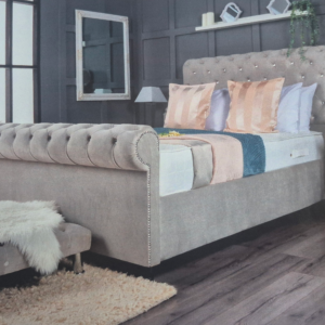 Chesterfield Sleigh Bedstead/Ottoman